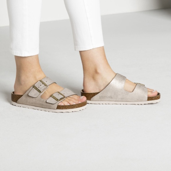Birkenstock Shoes - Birkenstock Arizona Washed Metallic Sandals